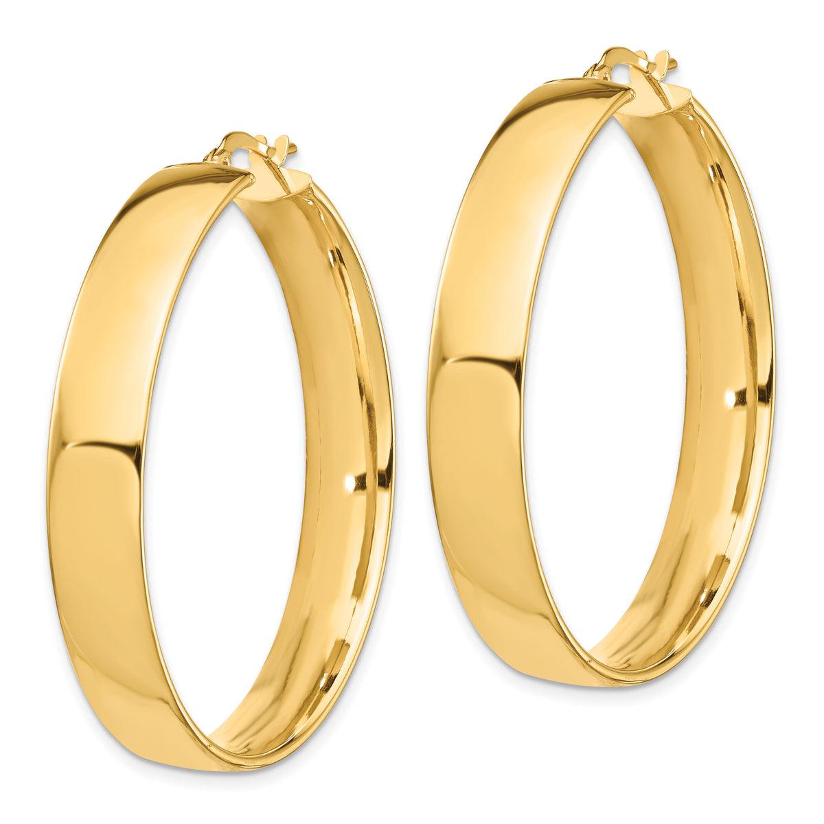 14k High Polished 7mm Hoop Earrings-TF1416