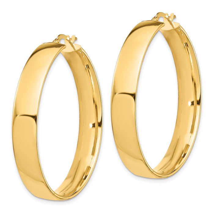 14k High Polished 7mm Hoop Earrings-TF1416
