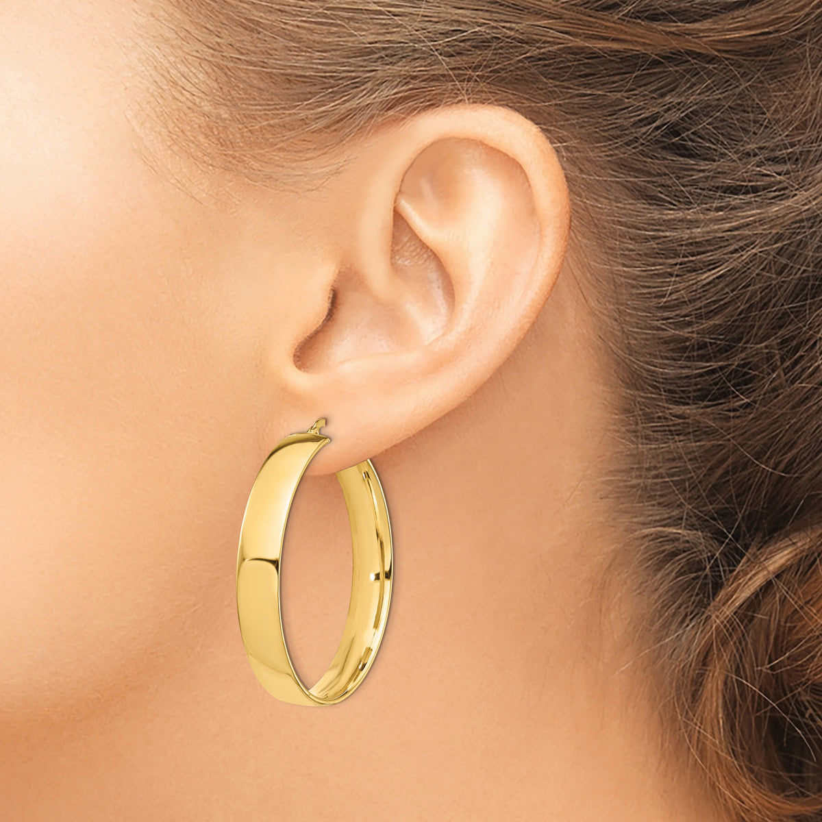 14k High Polished 7mm Hoop Earrings-TF1416