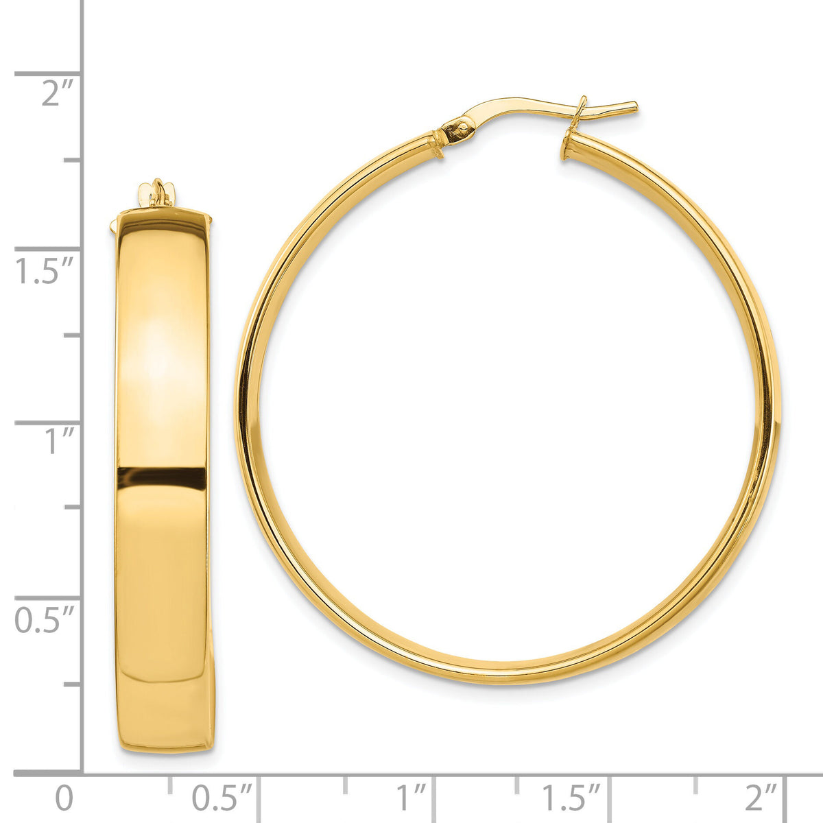 14k High Polished 7mm Hoop Earrings-TF1416