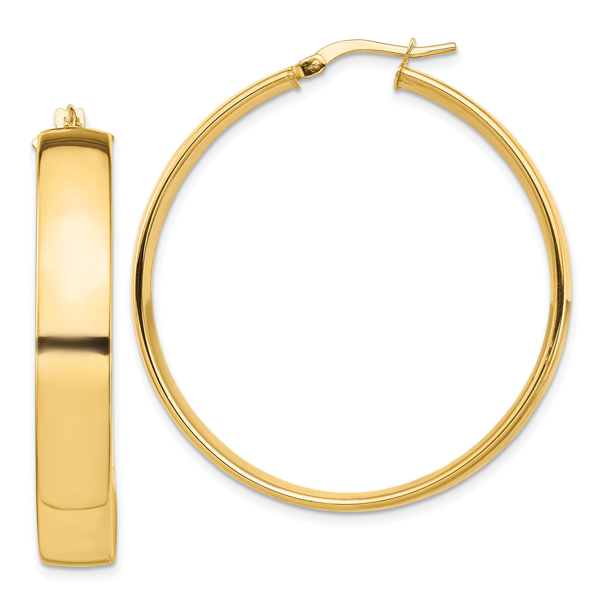 14k High Polished 7mm Hoop Earrings-TF1416