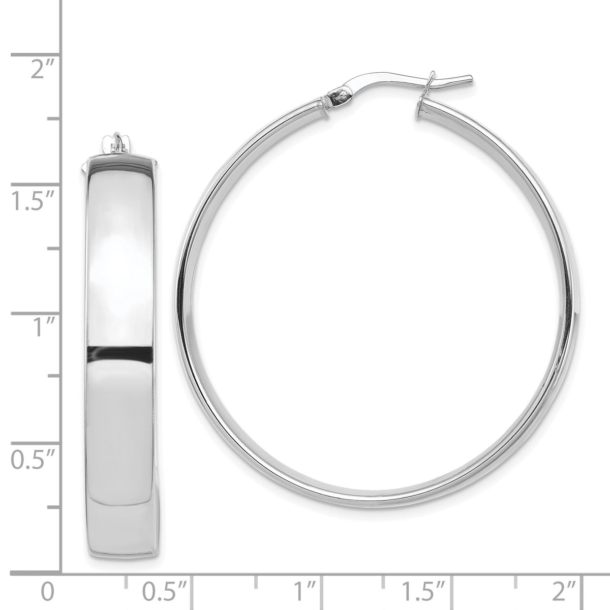14k White Gold High Polished 7mm Hoop Earrings-TF1416W