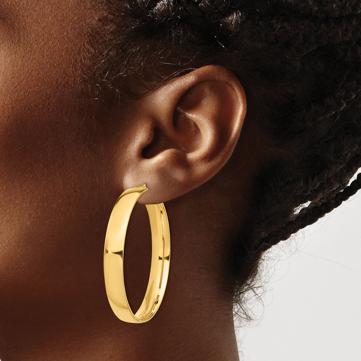 14k High Polished 7mm Hoop Earrings-TF1417