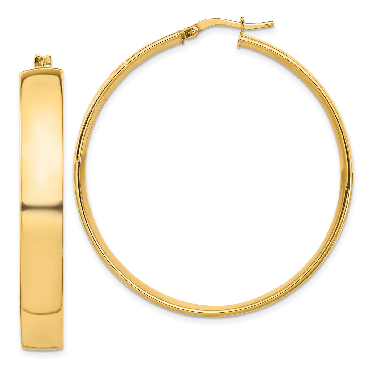 14k High Polished 7mm Hoop Earrings-TF1417