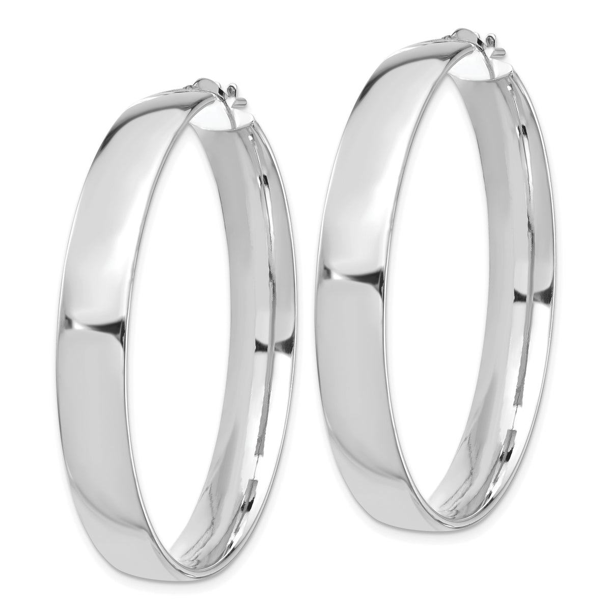14k White Gold High Polished 7mm Hoop Earrings-TF1417W