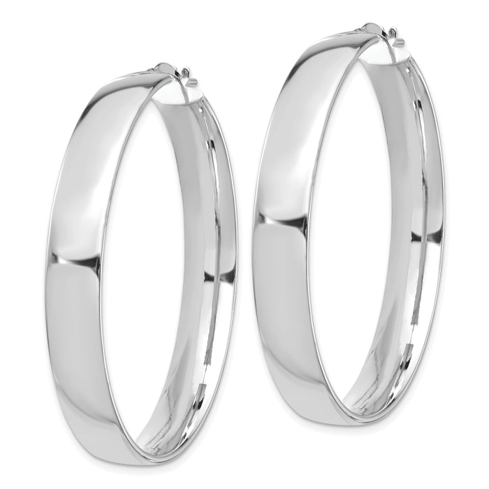 14k White Gold High Polished 7mm Hoop Earrings-TF1417W