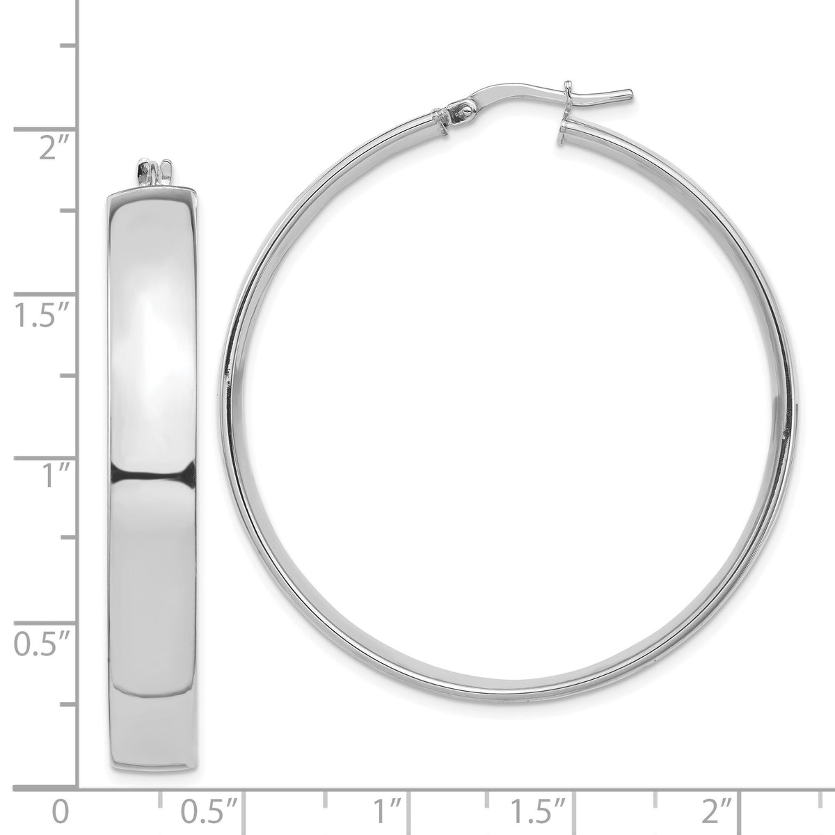 14k White Gold High Polished 7mm Hoop Earrings-TF1417W