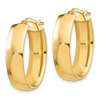 14k High Polished 7mm Oval Hoop Earrings-TF1418