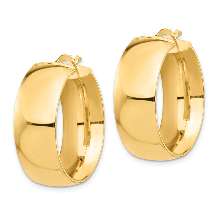14k High Polished Small 10mm Hoop Earrings-TF1421
