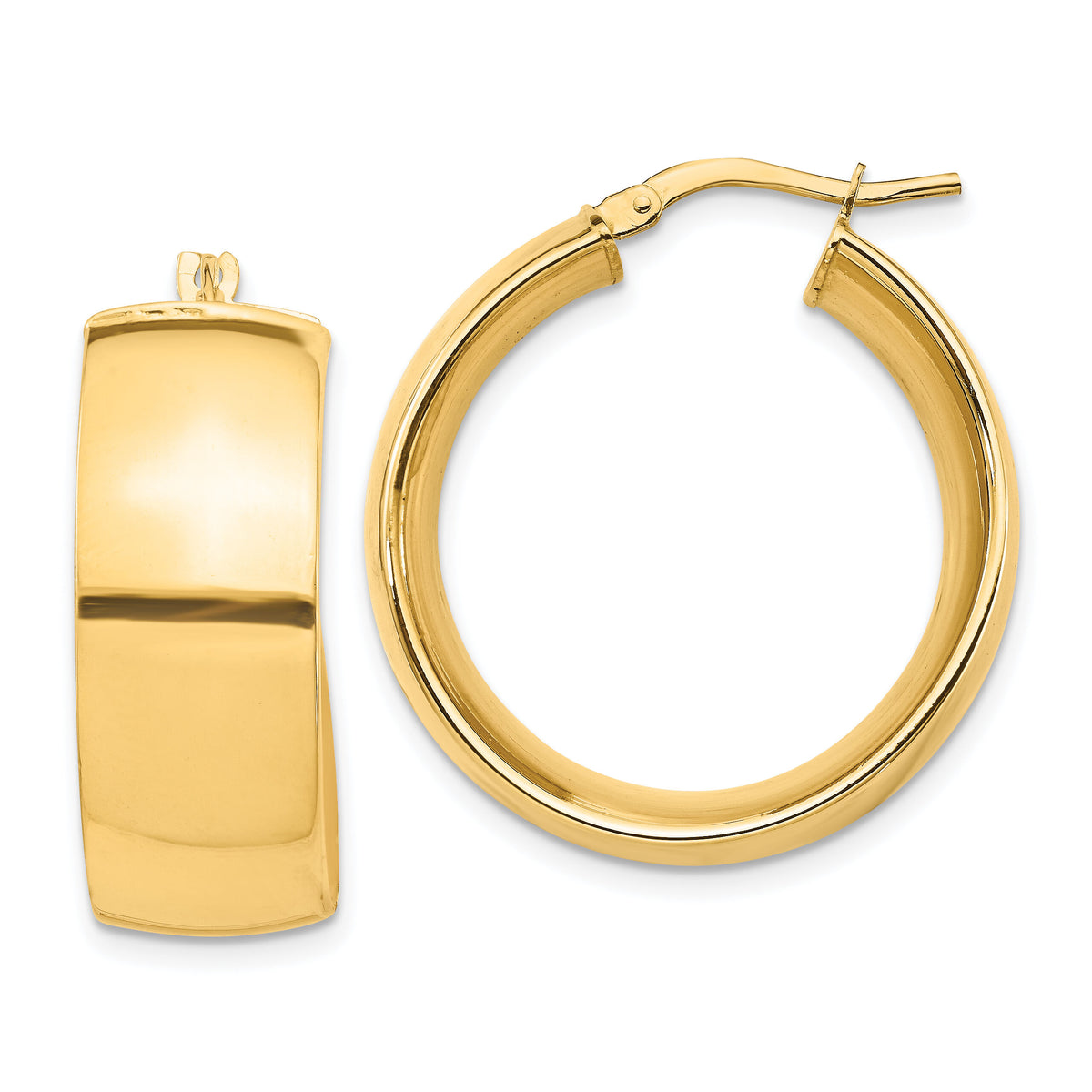 14k High Polished Small 10mm Hoop Earrings-TF1421