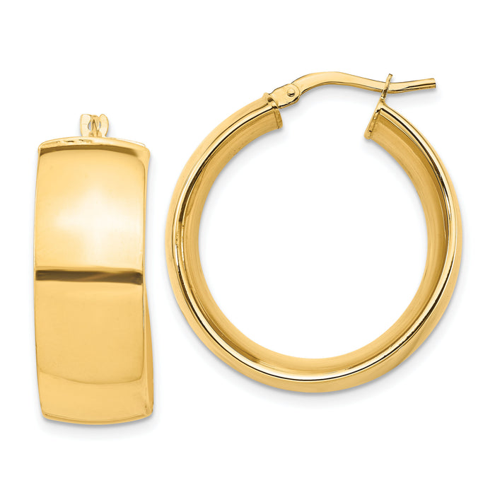 14k High Polished Small 10mm Hoop Earrings-TF1421