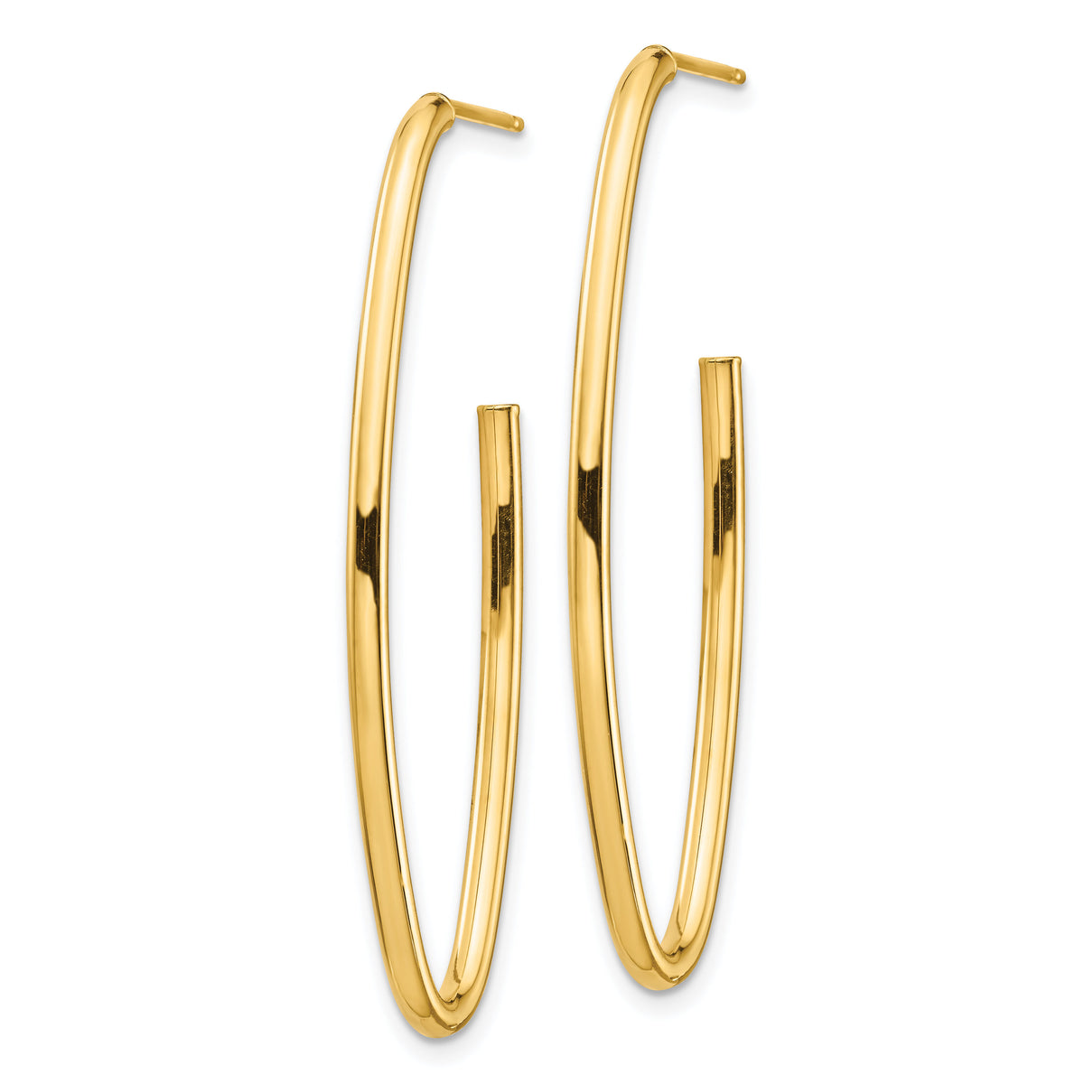 14k Polished Pointed Oval Post Dangle Earrings-TF1429