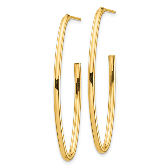 14k Polished Pointed Oval Post Dangle Earrings-TF1429