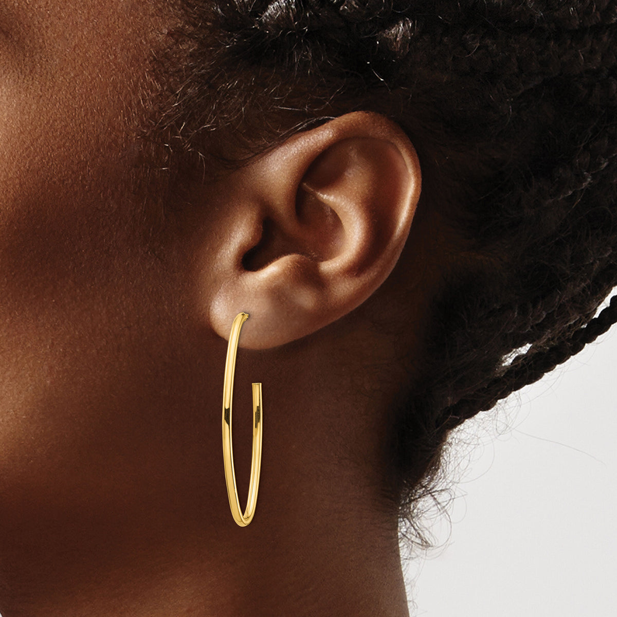 14k Polished Pointed Oval Post Dangle Earrings-TF1429