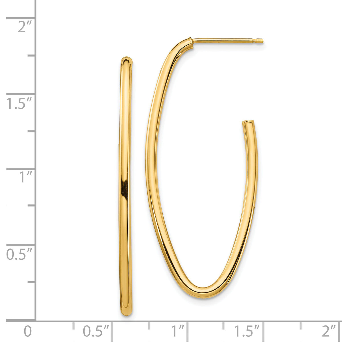 14k Polished Pointed Oval Post Dangle Earrings-TF1429