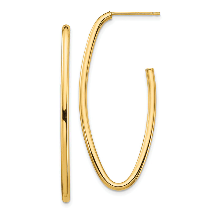 14k Polished Pointed Oval Post Dangle Earrings-TF1429