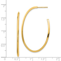 14k Polished Knife Edge Oval 2mm Post Dangle Earrings-TF1432