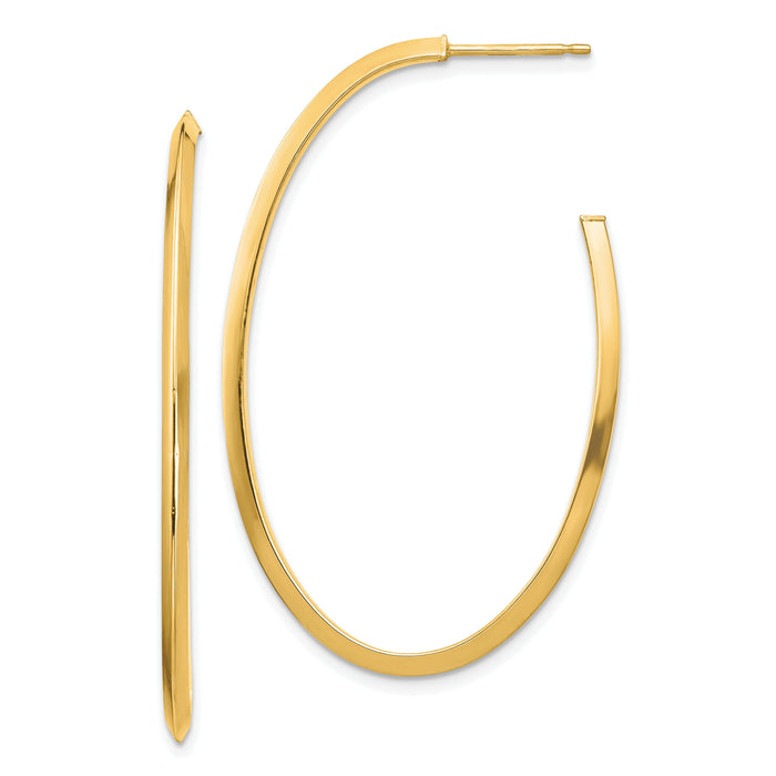 14k Polished Knife Edge Oval 2mm Post Dangle Earrings-TF1432