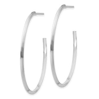 14k White Gold Polished Knife Edge Oval 2mm Post Dangle Earrings-TF1432W