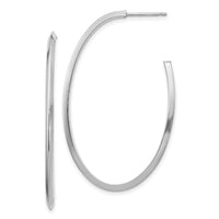 14k White Gold Polished Knife Edge Oval 2mm Post Dangle Earrings-TF1432W