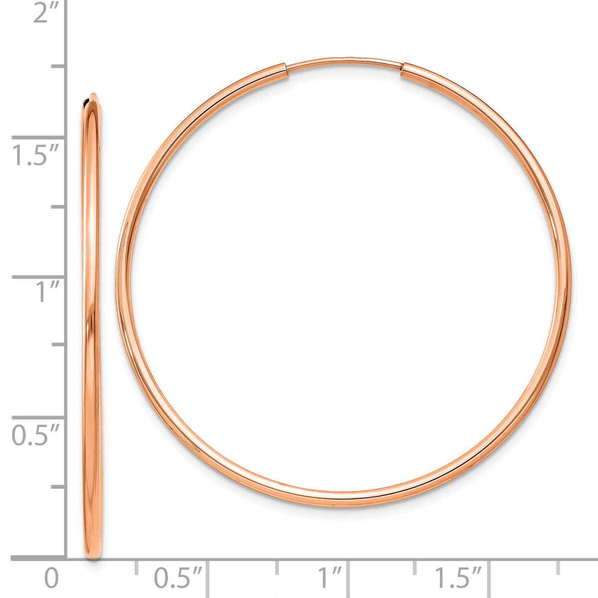 14k Rose Gold 1.50mm Polished Endless Tube Hoop Earrings-TF1433