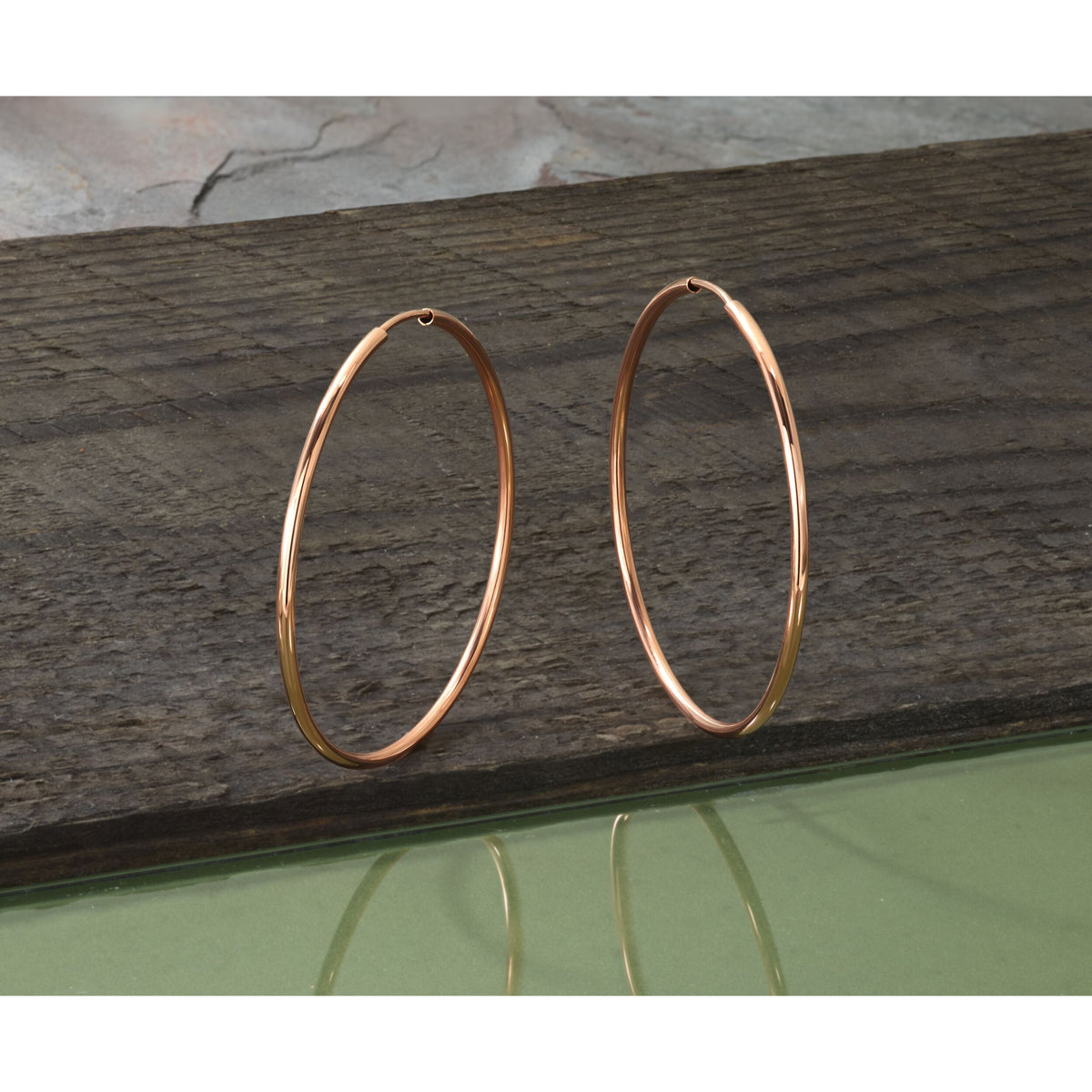 14k Rose Gold 1.50mm Polished Endless Tube Hoop Earrings-TF1433