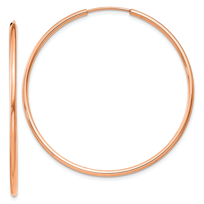 14k Rose Gold 1.50mm Polished Endless Tube Hoop Earrings-TF1433