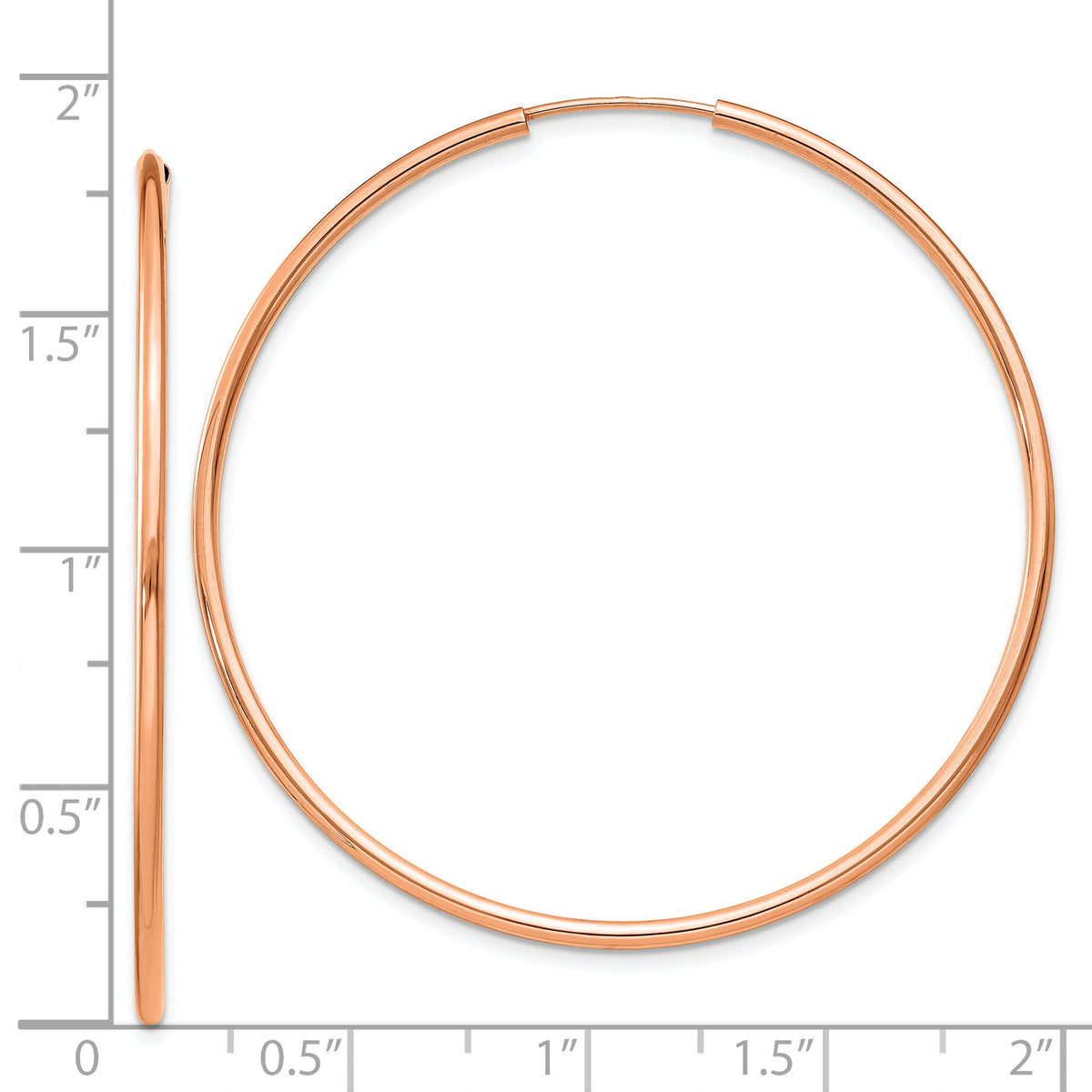 14k Rose Gold 1.50mm Polished Endless Tube Hoop Earrings-TF1434