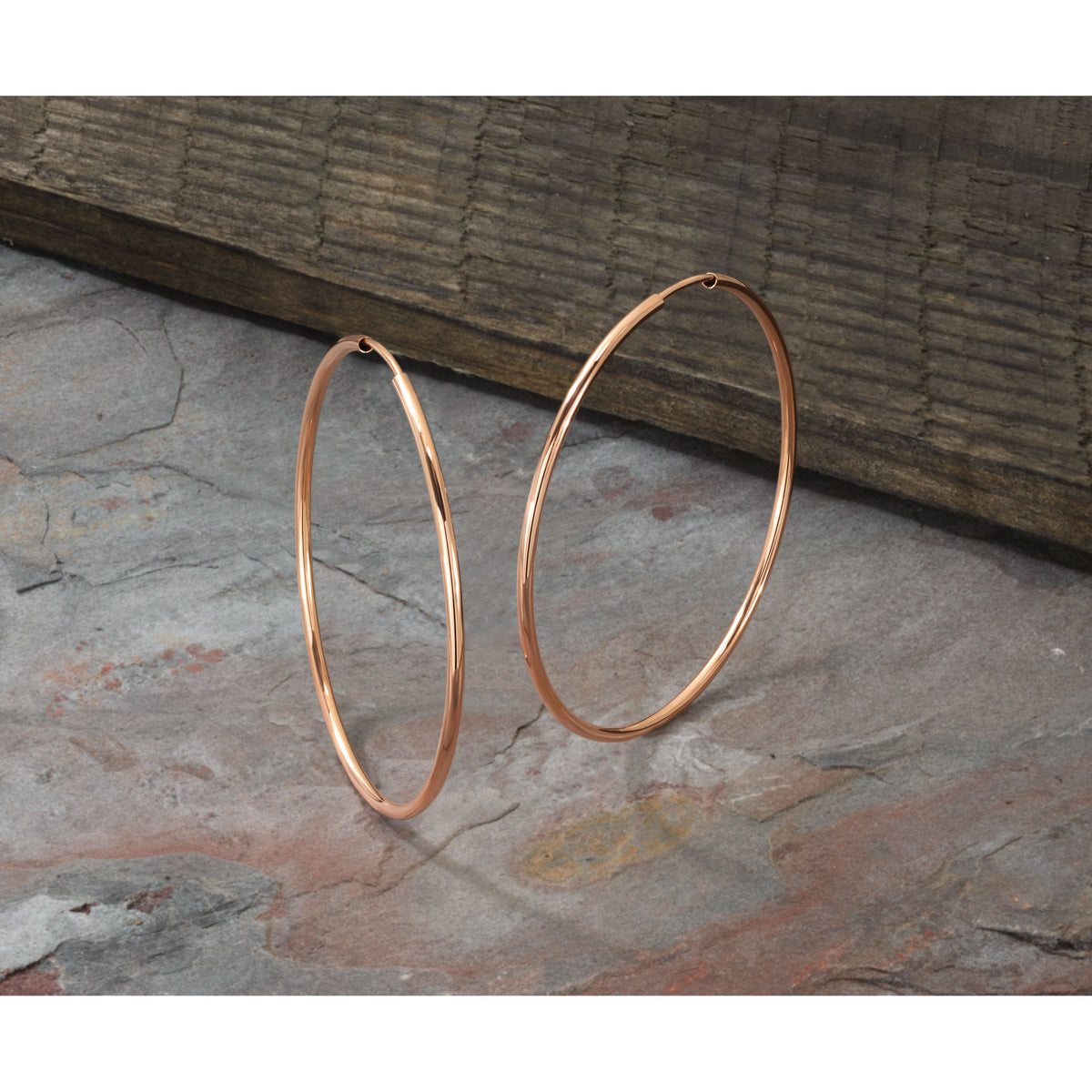 14k Rose Gold 1.50mm Polished Endless Tube Hoop Earrings-TF1434
