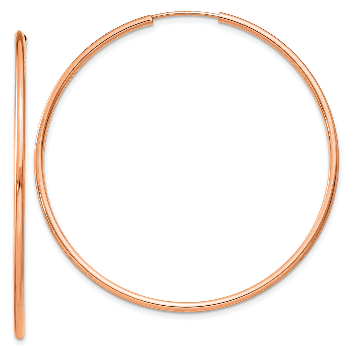 14k Rose Gold 1.50mm Polished Endless Tube Hoop Earrings-TF1434