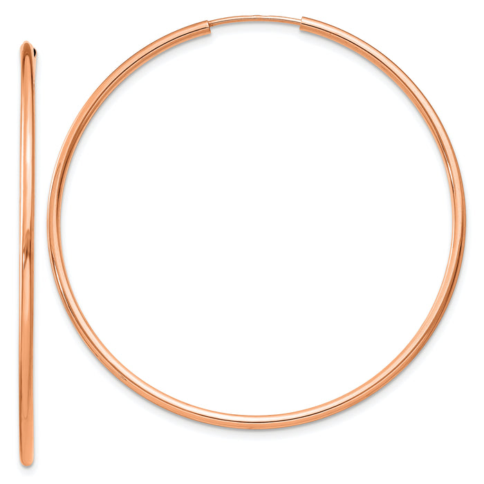 14k Rose Gold 1.50mm Polished Endless Tube Hoop Earrings-TF1434