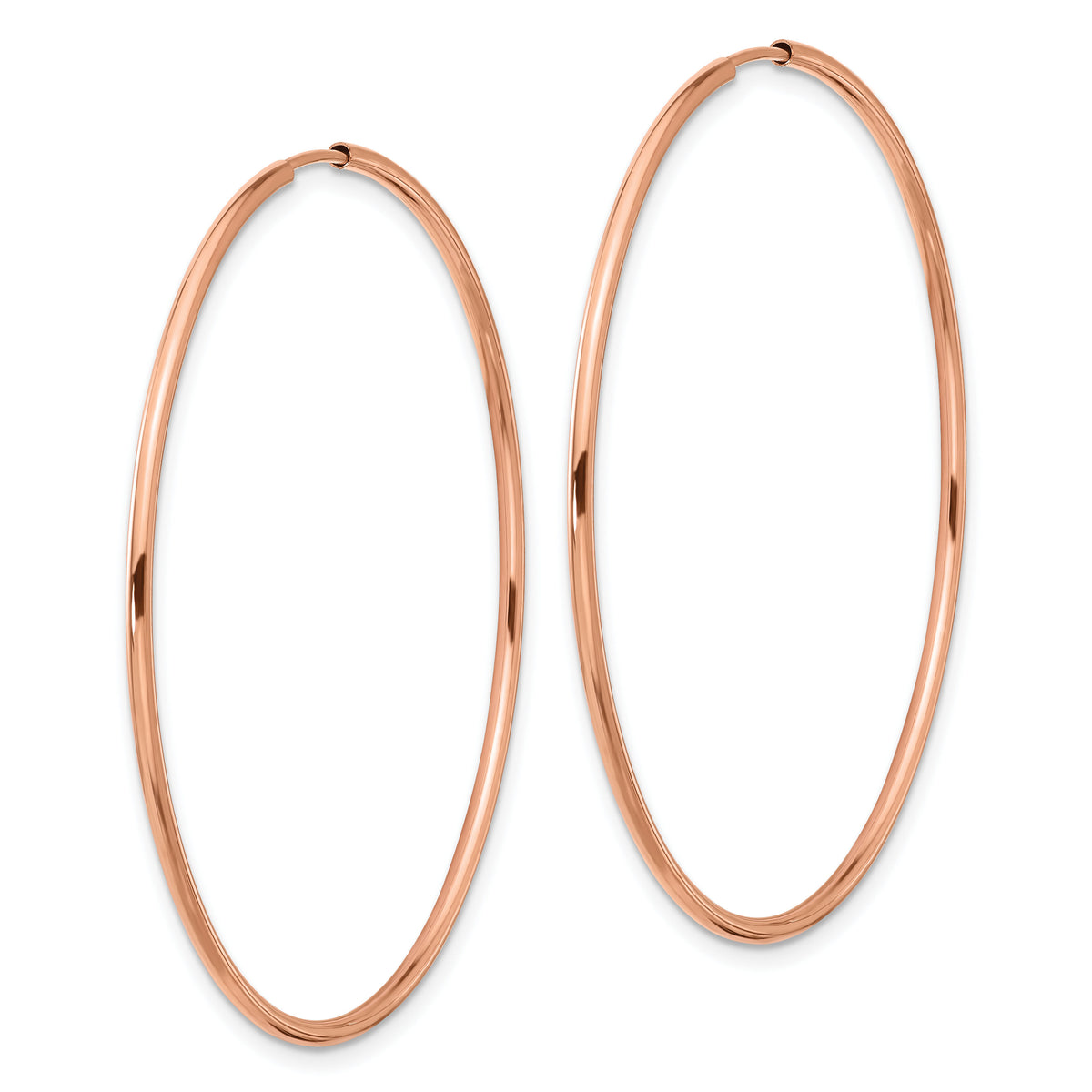 14k Rose Gold 1.50mm Polished Endless Tube Hoop Earrings-TF1435