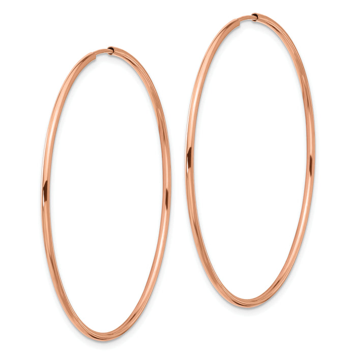 14k Rose Gold 1.50mm Polished Endless Tube Hoop Earrings-TF1435
