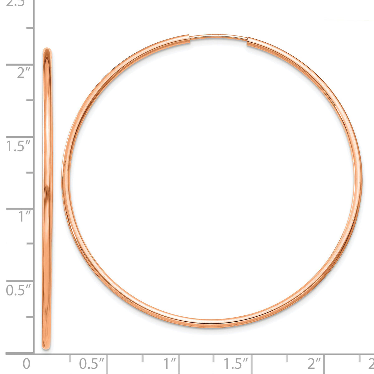 14k Rose Gold 1.50mm Polished Endless Tube Hoop Earrings-TF1435