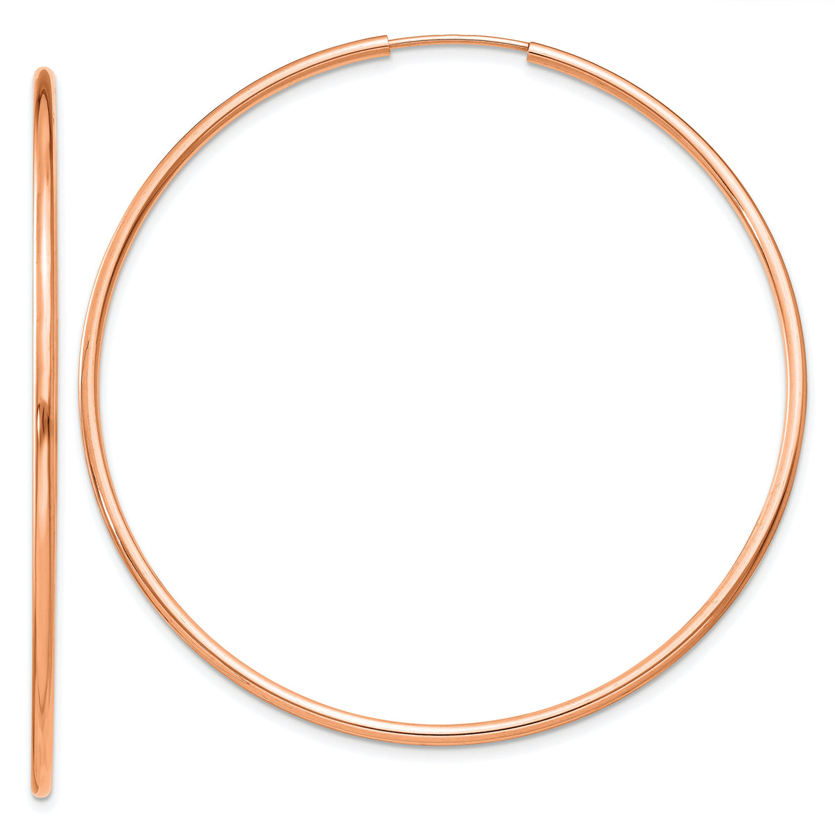 14k Rose Gold 1.50mm Polished Endless Tube Hoop Earrings-TF1435