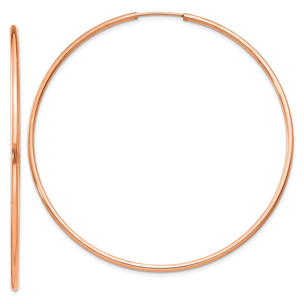 14k Rose Gold 1.50mm Polished Endless Tube Hoop Earrings-TF1436