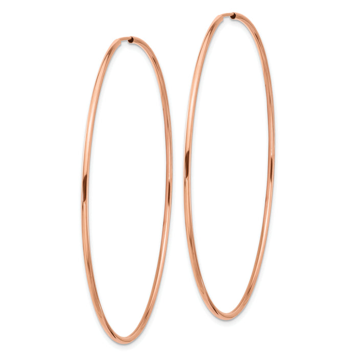 14k Rose Gold 1.50mm Polished Endless Tube Hoop Earrings-TF1437