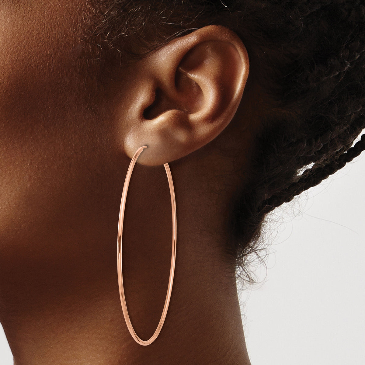 14k Rose Gold 1.50mm Polished Endless Tube Hoop Earrings-TF1437