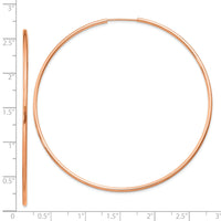 14k Rose Gold 1.50mm Polished Endless Tube Hoop Earrings-TF1437