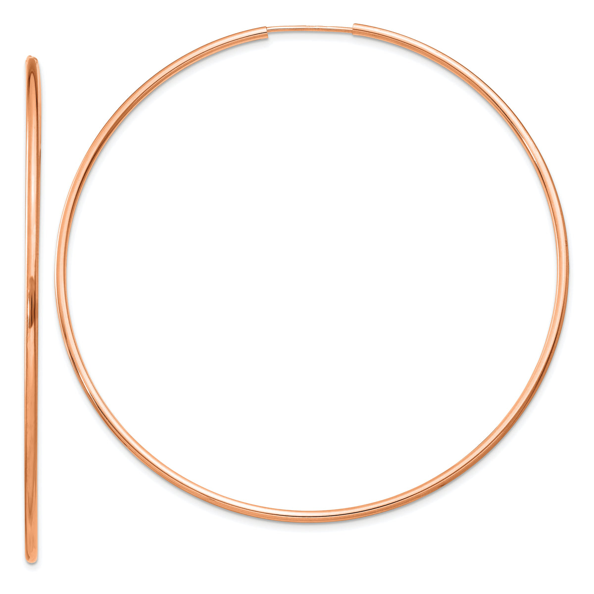 14k Rose Gold 1.50mm Polished Endless Tube Hoop Earrings-TF1437