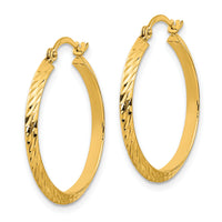 14K Polished Diamond-Cut Hoop Earrings-TF1446