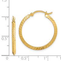 14K Polished Diamond-Cut Hoop Earrings-TF1446