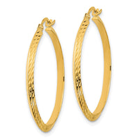 14K Polished Diamond-Cut Hoop Earrings-TF1447