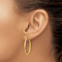 14K Polished Diamond-Cut Hoop Earrings-TF1447