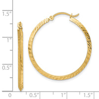 14K Polished Diamond-Cut Hoop Earrings-TF1447