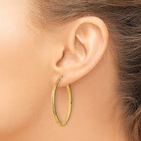 14K Polished Diamond-Cut Hoop Earrings-TF1448