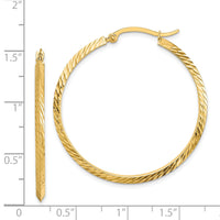 14K Polished Diamond-Cut Hoop Earrings-TF1448