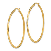 14K Polished Diamond-Cut Hoop Earrings-TF1449