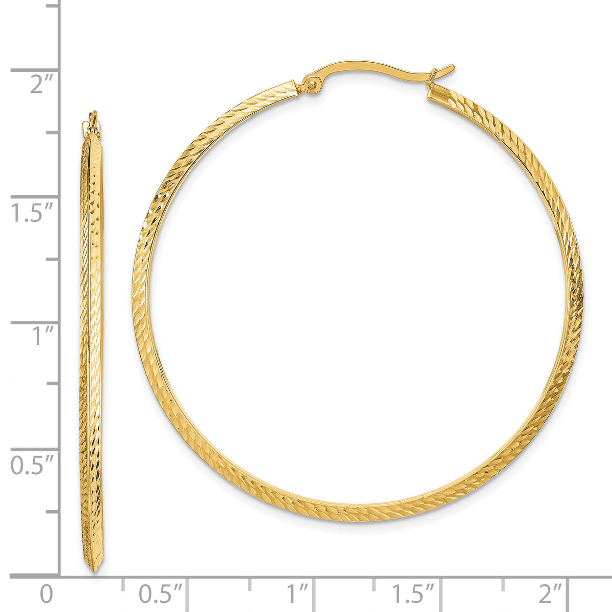14K Polished Diamond-Cut Hoop Earrings-TF1449