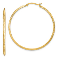 14K Polished Diamond-Cut Hoop Earrings-TF1449